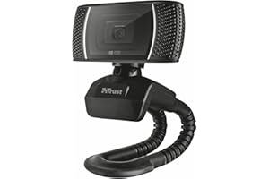 Trust Trino Webcam HD avec Micro Intégré, 1280x720, USB 2.0, Bouton de Capture, Web Caméra pour PC, Ordinateur Portable, Laptop, Macbook, Mac, Video, Youtube, Skype, Teams, Zoom - Noir