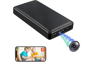 Nisanmoon WiFi Cámara Oculta HD 1080P Mini Cámara Espía con Banco de Energía de 10000mAh, 2.4 / 5Ghz WiFi Espía Cámara Oculta Compatible con Visión Nocturna y Detección de Movimiento, Vista Remota