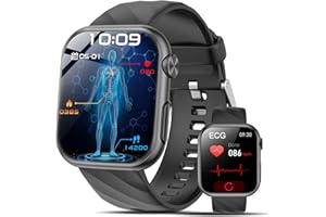 Lgnitek 2025 Smartwatch con ECG+HRV/Ácido Úrico/Lípidos,1.97'' AMOLED Smartwatch con 24/7 Presión Arterial,Temperatura Corporal,SpO2, Sueño Salud Watch para Android iOS