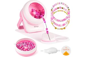 ISTOYO Spinner électrique réglable 2 en 1 pour la fabrication de bijoux avec aiguille à gros chas, idéal pour bracelets et colliers (rose vif)