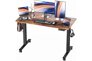 BEXEVUE Height Adjustable Electric Standing Desk - 120x60 cm Stand Up Table Desk Thick Splice Board, Smart Control Panel 3 Memory Heights, Anti-Collision System, Sit Stand Desk for Home Office