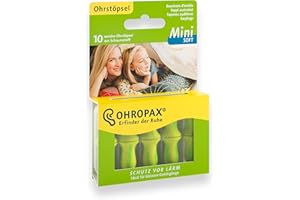 Ohropax Mini Soft Earplugs, Anatomically Shaped in-Ear Plugs, for The Small Ear Canal and for Children, Made of Foam, for Relaxing, Sleeping and Listening to Music, Pack of 10