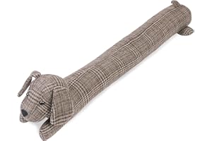 FANCHOSE Plaid Dog Heavy Duty Decorative Door Stop - 84cm/1.3kg Animal Door Crack Blocker