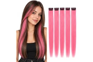 CAISHA 60cm Färgglad Sträng Highlights Clip In Extension Hårförlängning Rakt Långt Hår Frisyr Rosa BST113