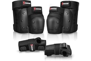 Forzueby Knieschoner, Ellbogenschützer und Handgelenkschützer für Erwachsene&Kinder Protektoren Set, 6 in 1 Schutzausrüstung zum Inliner Skaten, Skateboarden, Scooter Fahren, BMX usw.