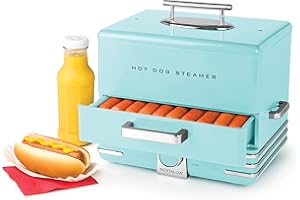 Nostalgia Cuiseur vapeur extra large de style dîner, 20 hot-dogs et 6 chignons, parfait pour le petit déjeuner, saucisses, brats, légumes, poissons, aqua