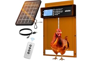 OKKÖBI Okkobi Hühnerklappe Automatisch Solar - LCD Display - Automatische hühnerklappe mit Fernbedienung, Lichtsensor & Timer - Sicherheit & Seelenfrieden: Sicherheitsmechanismus - 5 Jahre Schutz