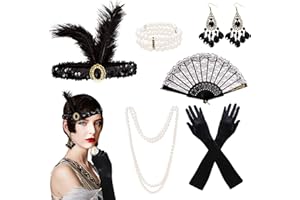 Kitimi Disfraz Años 20 Mujer, Gatsby Accesorios Años 20 Mujer, Complementos Años 20, Disfraz Charleston Mujer para Carnaval Halloween Cosplay, Fiesta de Navidad, Regalo para Mujer