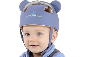 IULONEE Casco de Protección para Hijo, Respirable Gorra Protectora para Cabeza de Bebé, Casco Bebe Golpes Ajustable Arnés Safety Helmets Gris