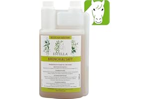 ESTELLA Bronchialsaft für Pferde 1 L I Kräuterextrakt mit Fenchel, Holunder- & Lindenblüte, Hibiskus | Kräutersaft | Husten verschleimte Atemwege, Lungen & Atemprobleme
