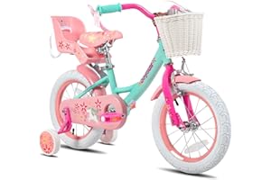 JOYSTAR Einhorn 12/14/18 Zoll Kinderfahrrad für 3-8 jährige Mädchen, Kinderfahrrad mit Puppenradsitz & Stützrädern& Korbstreamer, 18 Zoll mit Stützrädern&Kickstand