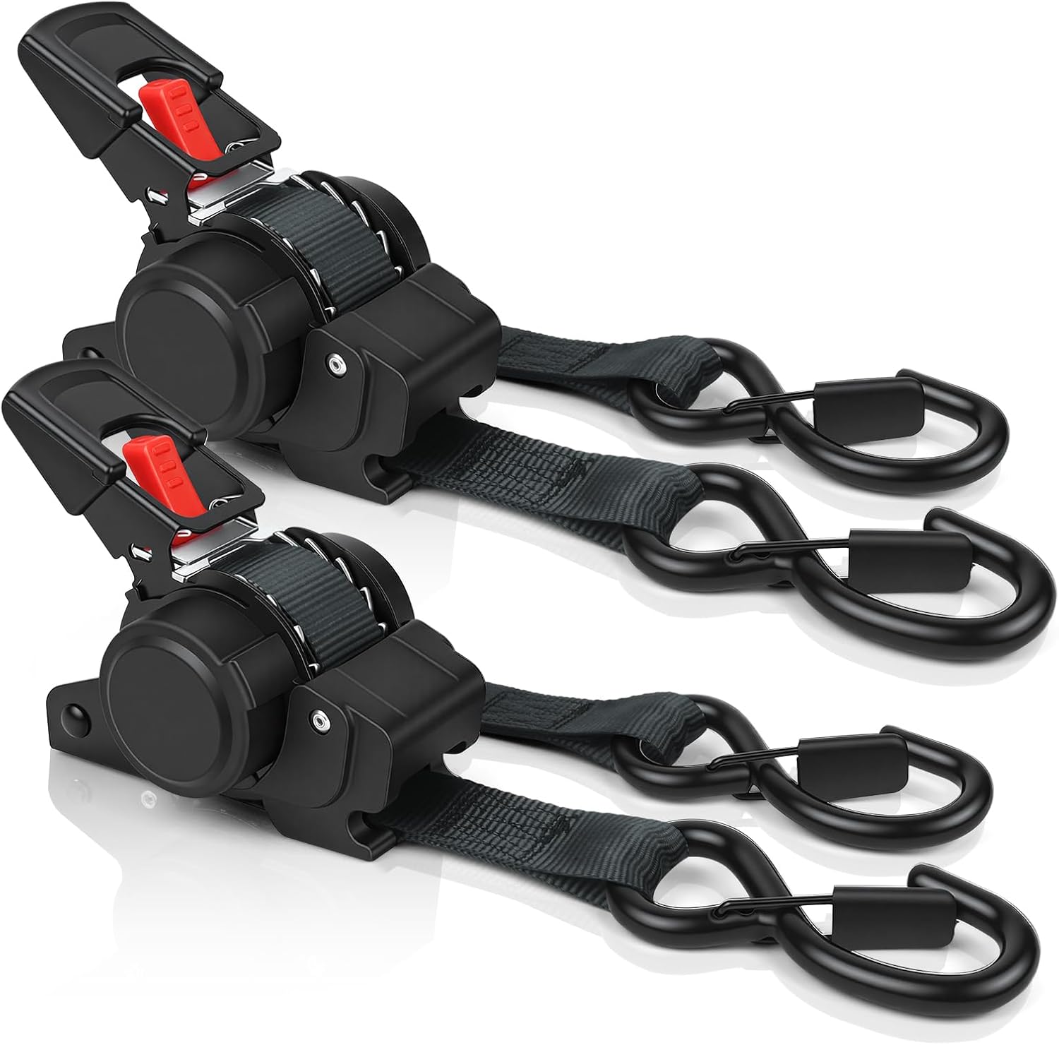 vsshe 2 Piezas Correas de Amarre con trinquete, Ajustable Cinchas de Amarre con Hebilla (25 mm x 3.5 m), Carga 680kg Tensor de Carraca para Motocicletas, Baca, Remolques, Carga, Bicicleta, Piraguas