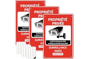 PATRICHOR Propriété Privée Panneau Camera Surveillance, 20 x 15cm Vidéo Surveillance Panneau pour Intérieur et Extérieur, Signalétique en Plaque Plastique avec Autocollant et Trous Pré-percé(3 Pièces)
