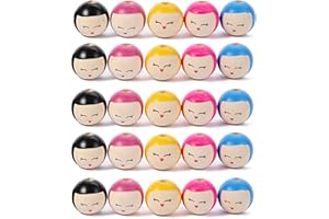 Hezhou 25 Stück Holzperlen Gesicht Groß Lächeln Gesicht Holzperle Holzperlen Natur mit Gesicht DIY Basteln Zur Herstellung von Quasten, Halsketten, Armbändern (5#)