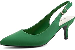Greatonu Slingback Donna Scarpe Eleganti Decollete con Tacco Medio a Gattino e Punta