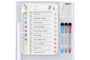 BAILKIND Pizarra magnética para niños, lista de tareas para ADHD Planificador diario de fácil comprobación, lista de tareas con soporte para nevera/escritorio/casa/escuela, borrable