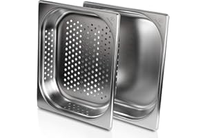 jokobela GN Behälter SET :: GN 1/2 65mm, 1x gelocht, 1x ungelocht :: geeignet für Gaggenau/Miele/Siemens/AEG/Elektrolux Dampfgarer (Temperaturbeständig, Edelstahl, Spülmaschinentauglich)