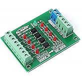 4 Channel Optocoupler Isolation Module, 24V to 5V 4 Channel Optocoupler Isolator PLC Signal Level Voltage Converter Module