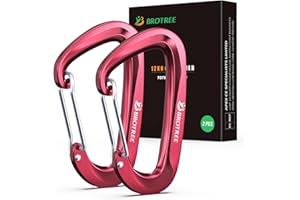 Brotree Mosquetón Resistente 12KN (1200 kg) Mosquetones Aluminio para Hamaca, Camping, Senderismo, al Aire Libre - Seguridad 8cm Forma de D Mosquetón Alambre