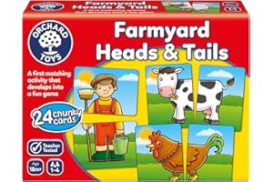 Orchard Toys Farmyard Heads and Tails Game, Memory & Matching Pairs Card Game, Snap Cards for Barn, Farm & Animal Theme, Kids Educational Games and Toys for Toddler and Preschool, 18-Month-Old and Up