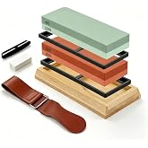 WEFFLEPOD Professional Knife Sharpening Stone Set with 400/1000/3000/8000 Grits, Durable, Includes Non-Slip Bamboo Base, Flat