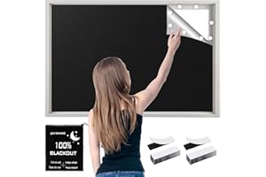 OBXIN Blackout Blinds Stick On 400x145cm, 100% Blackout Blind Curtain for Window, 420D Fabric Portable Blackout Shades for Bedroom, Cut to Any Size, Black Out Blinds for Travel Temporary, 30 Loop Tapes