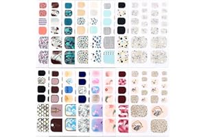 FLOFIA 16 Fogli Adesivi Unghie per Piedi Copertura Completa Nail Stickers Full Cover Autoadesivi Unghie Piedi Decalcomanie per Decorazioni Unghie Nail Art Fai da Te