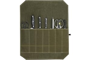 kaiyaya Borsa Coltelli Chef, Borsa per Coltelli 56.5 X 45.5 cm borsa Porta Coltelli da Chef Arrotolabile in Tela Cerata con 7 Scomparti Coltelli e Cucchiai Contenitore, per Campeggio Pesca Caccia