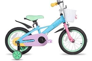 STITCH MACARONS 12/14/16/18 inch kids bike for 2-8 girls, girls bike with stablisers and basket,pink/blue