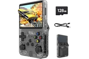 Febotak R36S Retro-Handheld-Spielkonsole, 3,5-Zoll-IPS-Bildschirm, 128 GB Speicher, über 40.000 Spiele, basierend auf LINXU Open Source ARKOS, 3500-mAh-Akku (Schwarz)