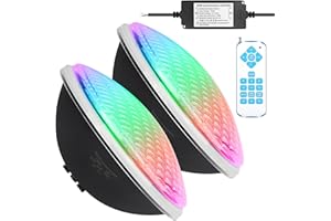KWODE 54W LED Lumières de piscine par56, temporisé 2/4/6H IP68 étanche à l'eau pool Light, 12V RGB Pool Light synchronisé avec l'extérieur de la télécommande (2 pièces)