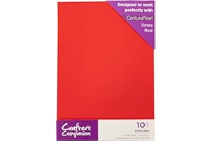 Crafters Companion A4 Coloured Glitter Card Pack Single Sided Xmas Red – 250GSM (10 Sheet Pack) - Perfect for Arts and Crafts, Printing, Card Bases & Folding - Centura Pearl by Crafter's Companion