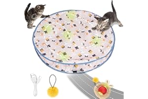 AYESY Juguete Interactivo Gato, Juguete de Bola USB para Gatos con Colchoneta Pelota de Juguetes para Gatos Esconder y Buscar Gatitos Recargable y Activado por Movimiento Juego de Atrapar Ratones