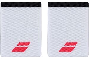 Babolat, Poignet en Eponge Modèle Logo Jumbo Wristband, Taille Unique, Couleur Blanc/Noir, Absorption Rapide de la Transpiration, Largeur 10,5 cm, Serre Poignet pour Gym Tennis Badminton Padel