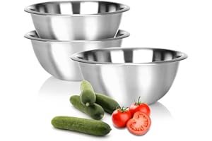 com-four® 3x bol mélangeur en acier inoxydable - bol de cuisine multifonctionnel - bol en métal argenté - bol pratique pour servir et disposer (3 pièces - Ø 24cm)