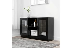 Gecheer Book Cabinet Vitrine Cabinet Glass Display Cabinet Living Room Office Display Storage Unit Black 120x30.5x70 cm Engineered Wood