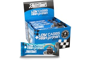 NUTRISPORT – Barritas Proteína Low Carbs | Suplementos Deportivos | Proteínas para masa muscular con Fibra | Energy Protein Bar | Recuperador Muscular | Sabor Brownie | 16 unidades de 60 gramos