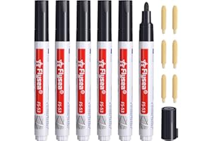 VOKMON 6 pennarelli per fughe, colore nero, impermeabile, per stucco, per il restauro, con punta di ricambio, per la riparazione di piastrelle da bagno (nero)