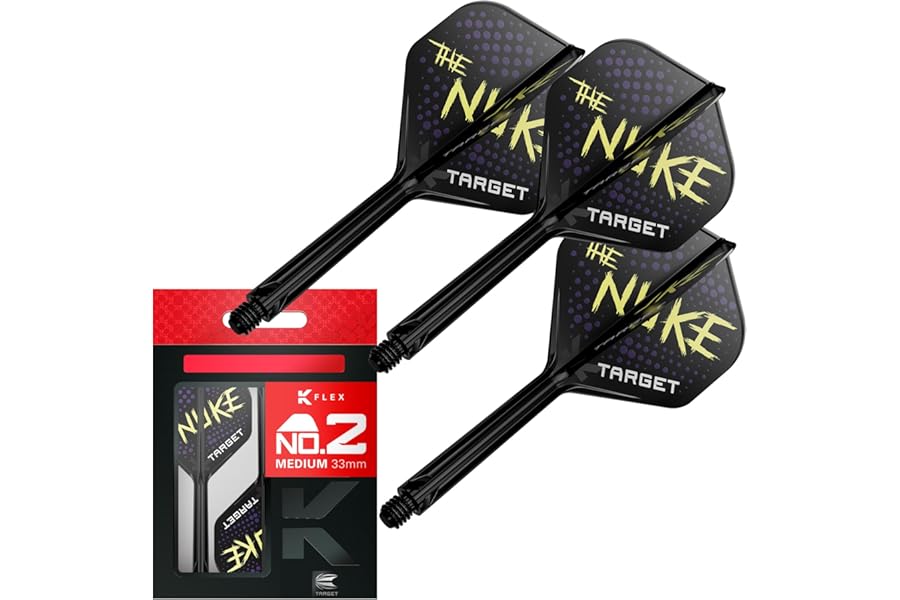 Target Darts Luke Littler K Flex Flights and Shaft System, No.2/No.6 | Pack of 3 Kflex All In One Flights, The Nuke Player Edition Darts Accessories | K-Flex Dart Stem Short/Intermediate/Medium