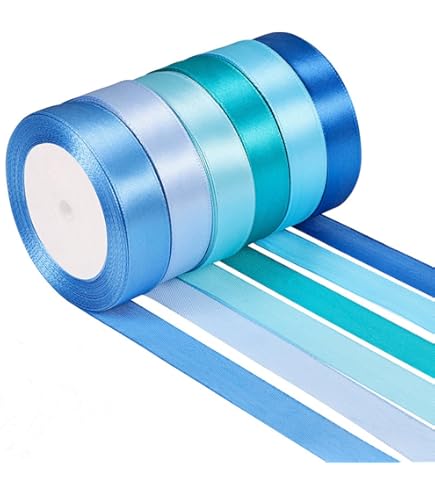 4 Stück Organzaband Set - 45m X 2cm Transparente Geschenkbänder In 4 Blautönen