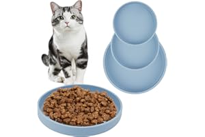 CAUTIOUS 3 szt. miska na karmę dla kotów, płaska silikonowa miska na karmę dla kotów, miska na karmę dla kotów, miska do picia na suchą karmę i mokrą karmę (niebieska)
