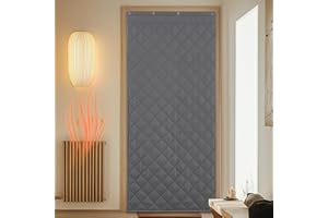 PONY DANCE Türvorhang Kälteschutz 100x200 cm Wärmeschutzvorhang Blickdicht Dicker Themovorhang mit 220g/㎡ Baumwollfüllung Schallschutz Vorhang Wärmeisolierend Zugluftstopper, Grau