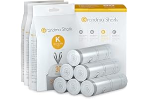 Grandma Shark 40L 45L 50L BIS ZU 55L Zugband Müllsäcke, 90 Stück Müllbeutel, Mülltüten mit Tragegriff, Anti-Geruch, Reißfest & Flüssigkeitsdicht 60 × 74 cm