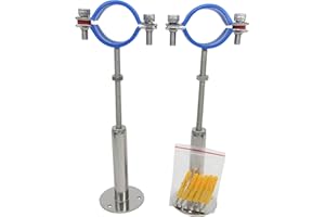 NOVSINO Supporto da parete in acciaio inox, supporto da soffitto, supporto per tubi, supporto per tubo regolabile, fascette per tubo per diametro esterno da 45 mm a 48 mm, versione estesa, set da 2