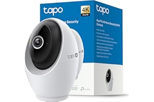 Tapo C260 - Cámara de vigilancia WiFi Interior, Seguridad doméstica, 4K 8MP 360°, detección AI, grabación Local/Nube, privacidad física, Zoom 18x, Seguimiento, Audio bidireccional, microSD