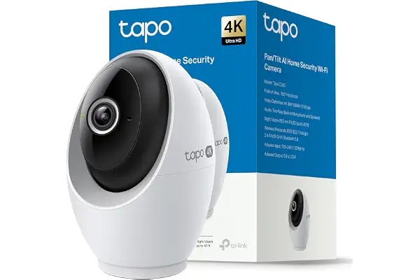Tapo C260 - Cámara de vigilancia WiFi Interior, Seguridad doméstica, 4K 8MP 360°, detección AI, grabación Local/Nube, privacidad física, Zoom 18x, Seguimiento, Audio bidireccional, microSD