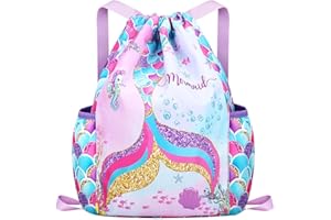 RHCPFOVR Sac à dos à cordon pour enfants - Sacs licorne pour filles Gym Dance Beach Swim Travel Bag
