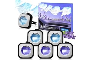 Scent-Hi Parfum Voiture, Désodorisant Voiture, Diffuseur Voiture Lin et Lavande, Accessoire Voiture Avec Clip d'Aération, Pour Élimination Et Prévention Des Odeurs (4ml x 6pièce)