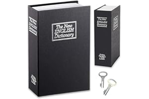 CRRYNUO BuchSafe Safe with Key Lock, Cash Box in Dictionary Shape, Book Safe Safe, Valuables Hiding Place for Office and Home (Medium Black)