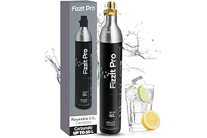 FizzIt Pro 425g CO2 Cylinders, Carbonates Up to 60L, Refillable Soda Makers, Fits Most Screw-Type Compatible Models, Efficient Carbonation for Water & Beverages, Compact & Cost-Effective (Pack of 1)